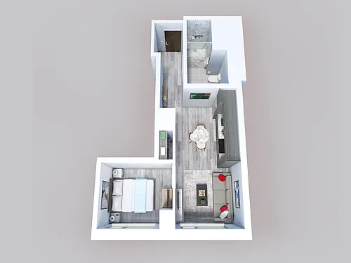 Floor plan 1 Bed, 1 Bath C
