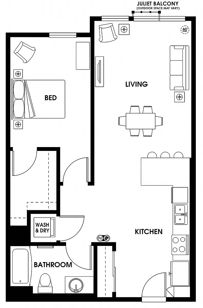 Floor plan One Bedroom A13