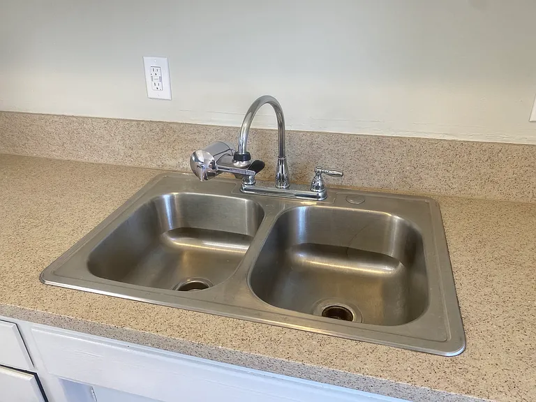 Kitchen's deep double stainless steel sink