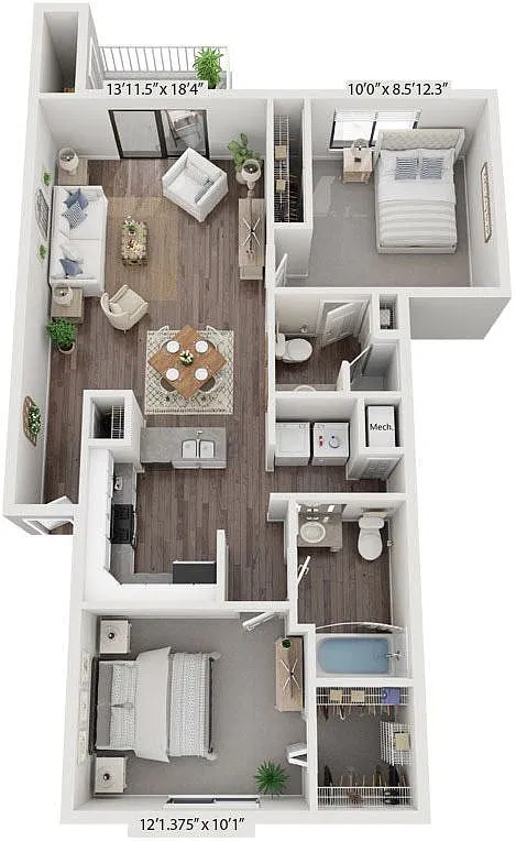 Floor plan Two Bedroom Two Bath Renovated