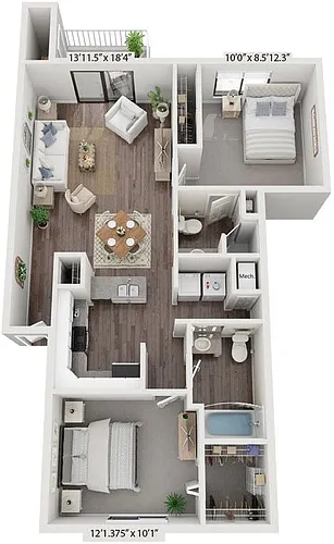 Floor plan Two Bedroom Two Bath Renovated