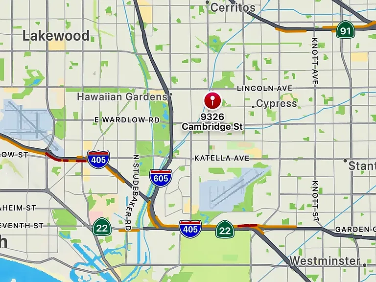 Map location with major freeways