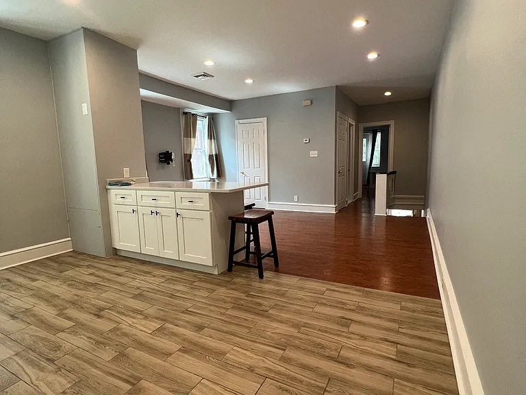 View from kitchen into living room