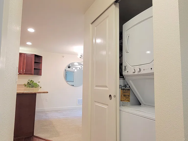 Conveniently located washer and dryer.