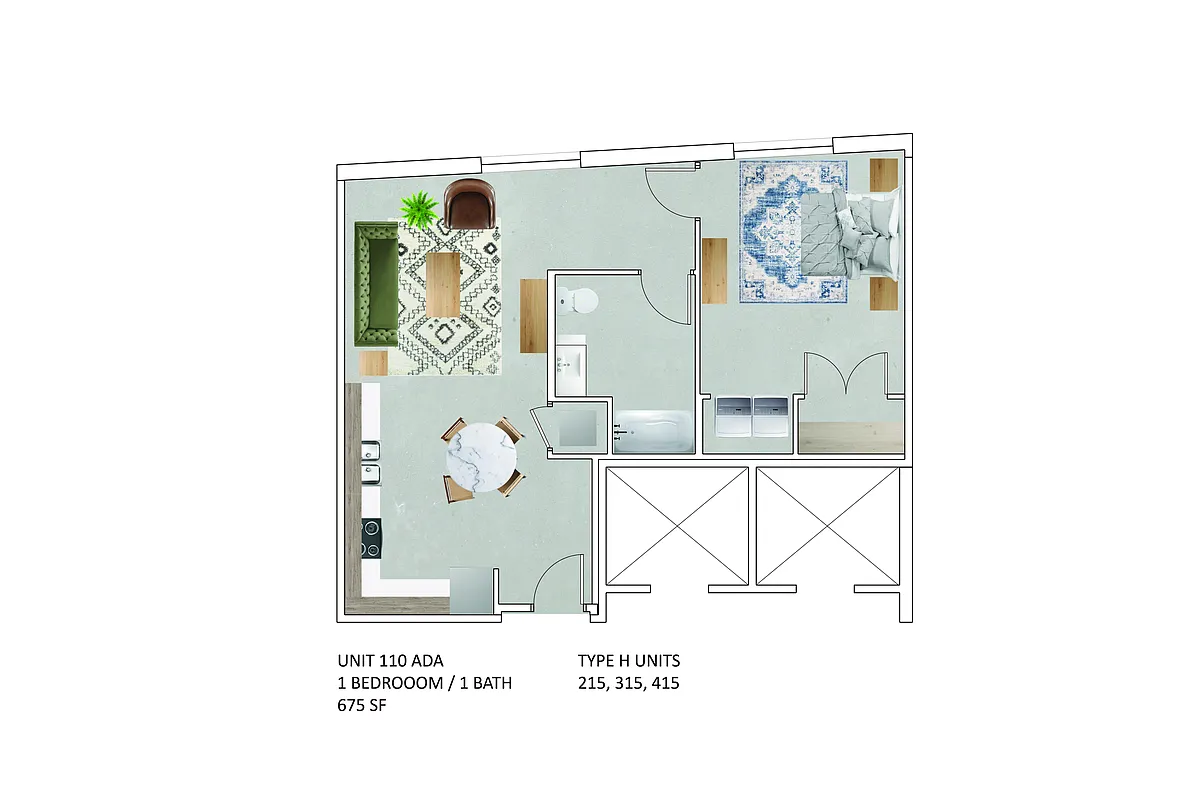 Floor plan 1 Bedroom (Phase 2)