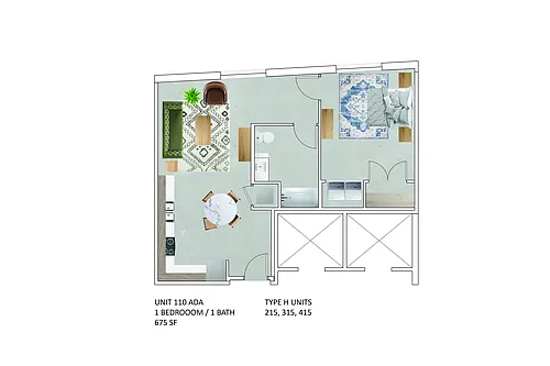 Floor plan 1 Bedroom (Phase 2)