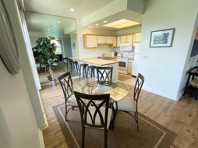 Dining room and kitchen areas