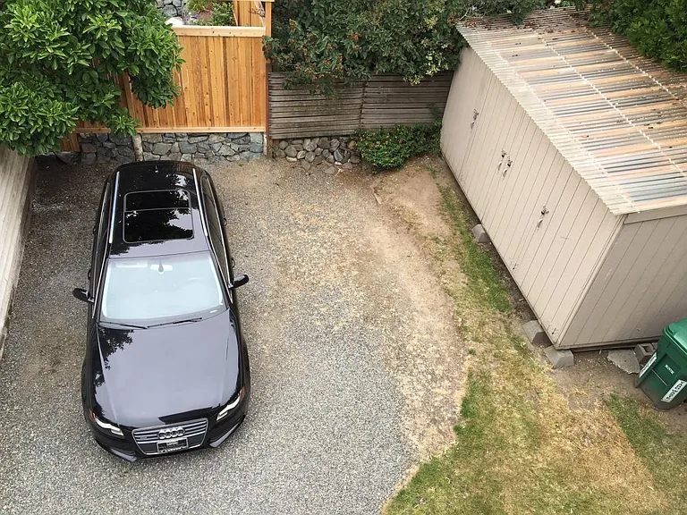 Back of house from entrance - space for two cars and a HUGE