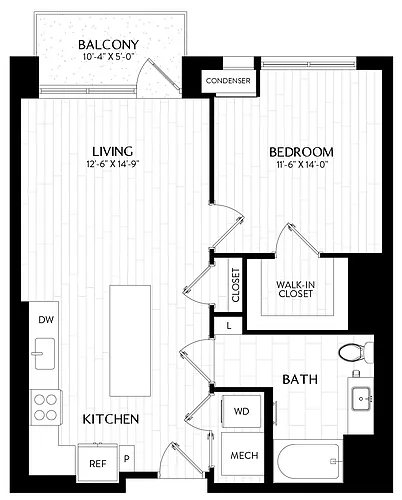 Floor plan 1 Bed/1 Bath-A5M4