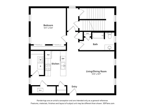 Floor plan 1 Bed/ 1 Bath | A1-4