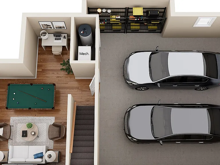 Garage Floor - Townhome TB1 | The Woodlands Apartments | Apartments in Menomonee Falls, WI Garage Floor - Townhome TB1 | The Woodlands Apartments | Apartments in Menomonee Falls, WI