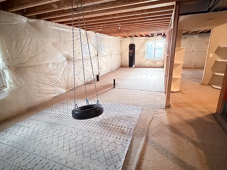 Basement tire swing & punching bag
