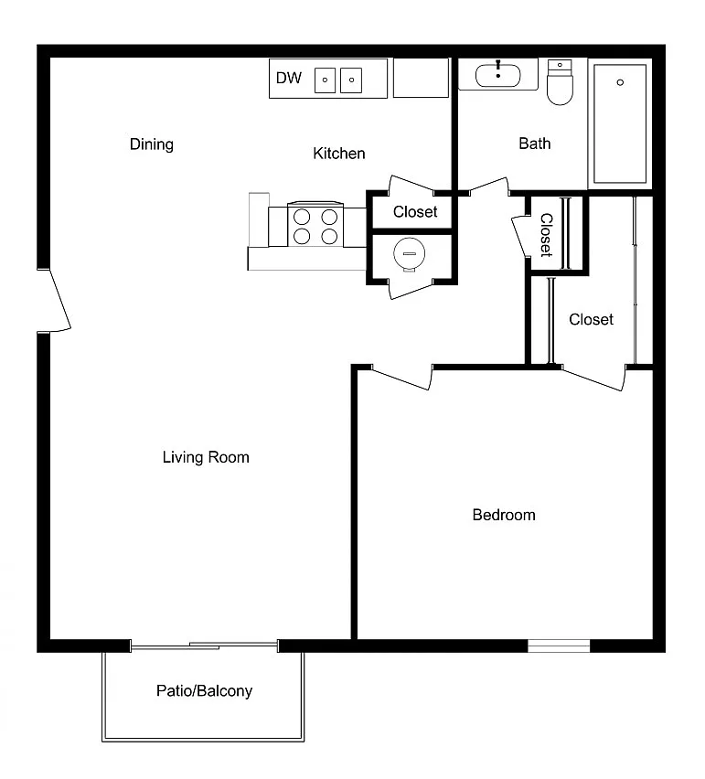 Floor plan 1BD/1Bath
