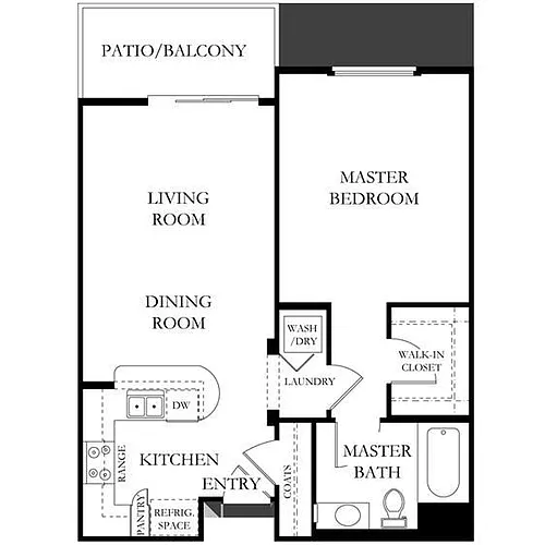 Floor plan 1 bed/1 bath