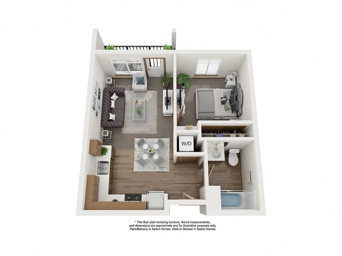 Floor plan 1 Bed 1 Bath (A1)