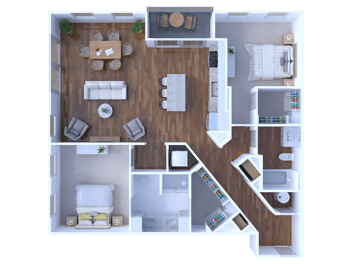 Floor plan 2 Bedroom/2 Bathroom - E5