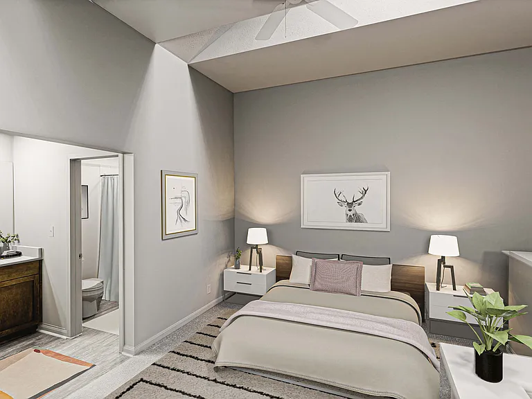 Loft bedroom and bathroom