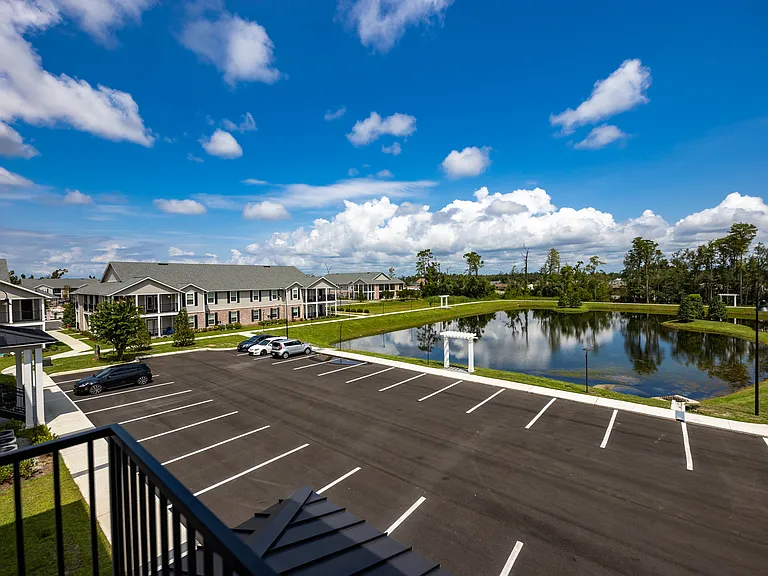 Photo taken from one of our four 3-story buildings over looking our community pond, "The Frogs Folly"