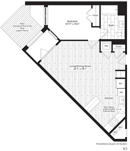 Floor plan 1 Bed/1 Bath
