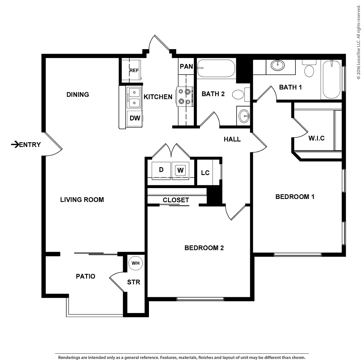 Floor plan 2 Bedroom 2 Bath Plan A