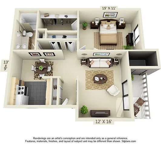 Floor plan 1 Bedroom Style A