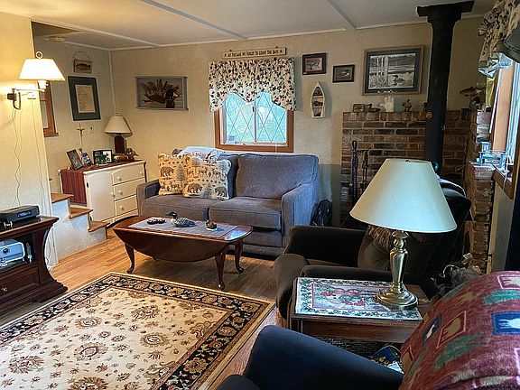 Living area with wood stove