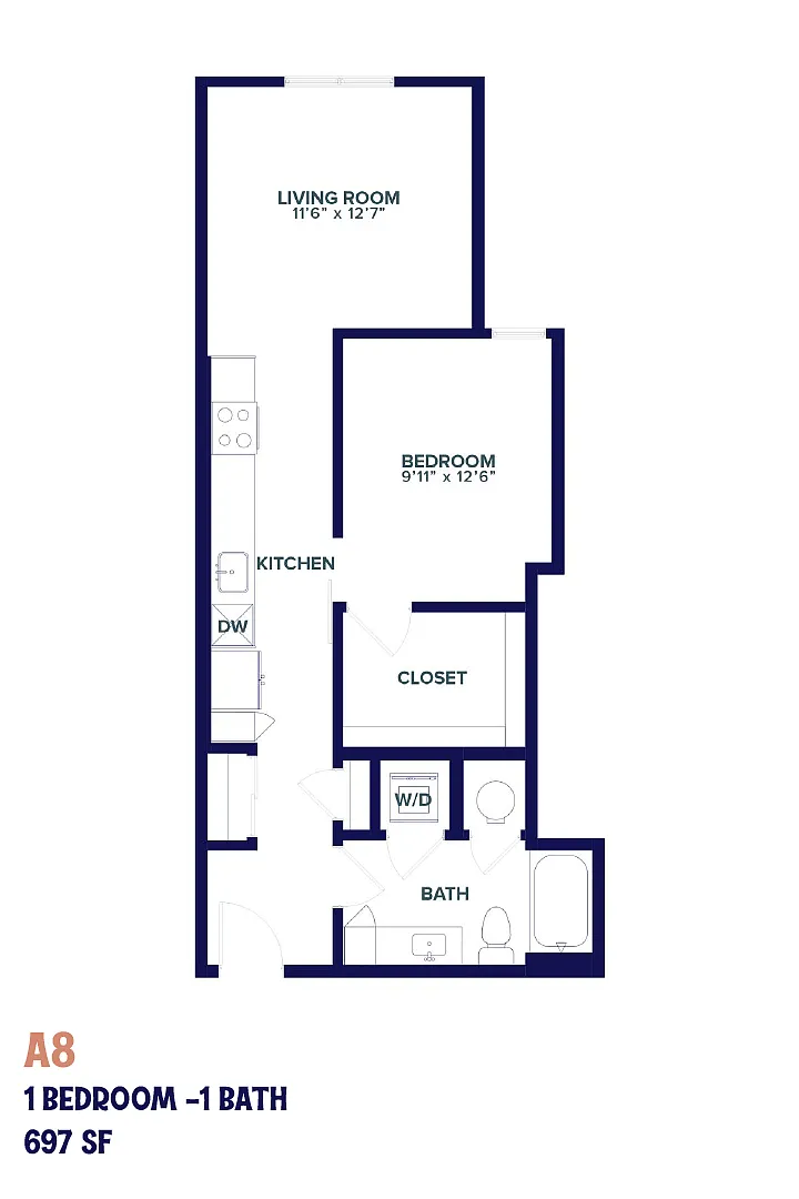Floor plan Nita One Bedroom A8