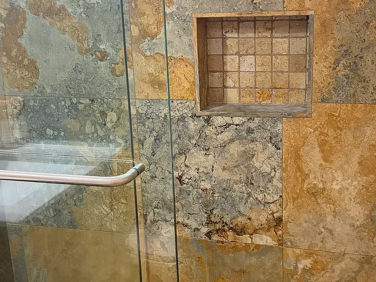 Travertine shower.