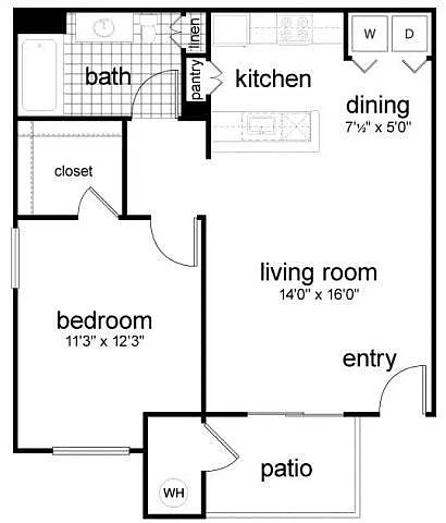 Floor plan One Bedroom One Bath