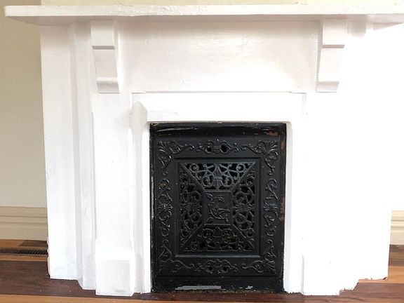 This historic fireplace is more impressive in person. It isn't operational, but is beautiful!