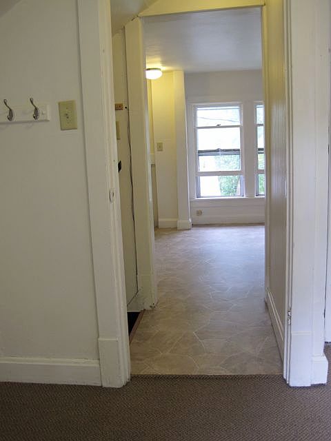 View from bedroom into living room area