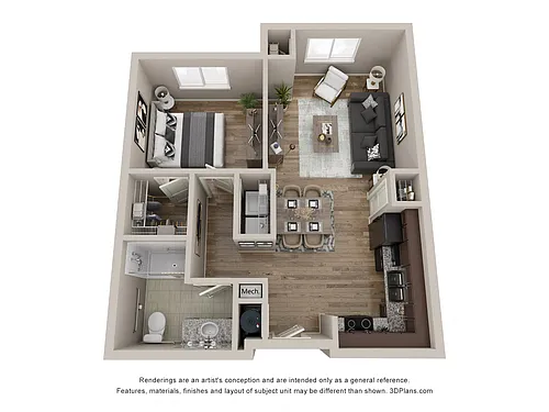 Floor plan 1/1 Bedroom