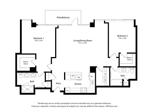 Floor plan 2 Bedroom Penthouse (CPH04)
