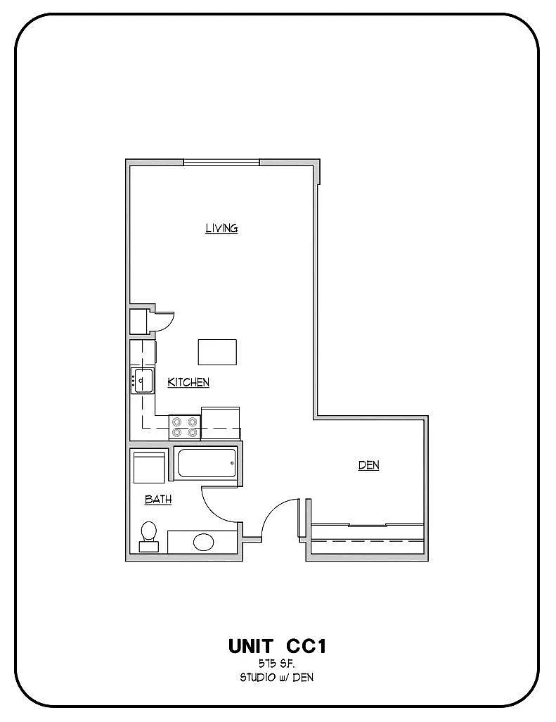 Floor plan Studio w/ Den