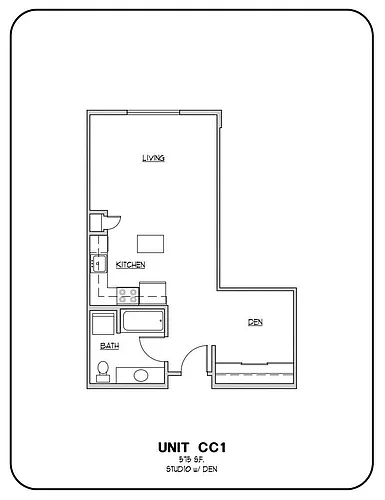 Floor plan Studio w/ Den