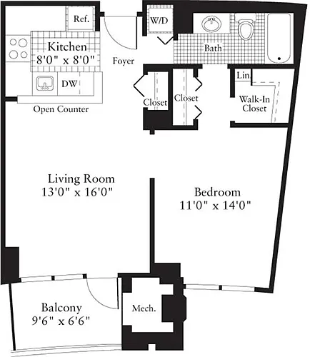 Floor plan 1 Bedroom D