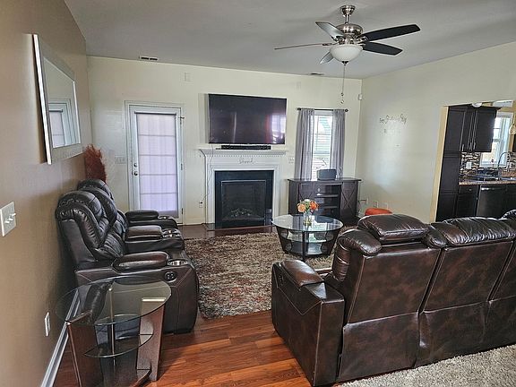 Living room with fireplace.