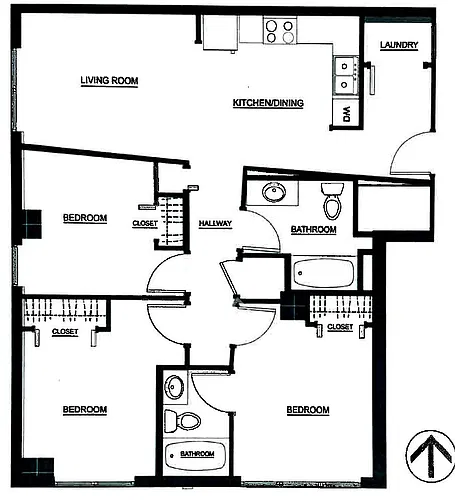 Floor plan 3 Bedroom B