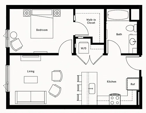 Floor plan 1 Bed/1 Bath-A12