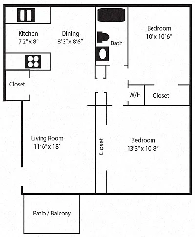 Floor plan 2 Bedroom / Phase 1 & 2