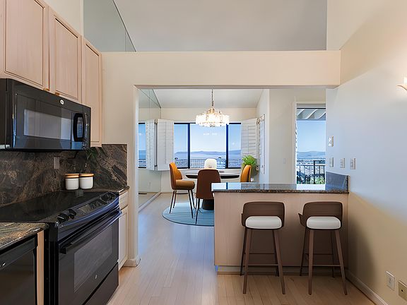 Modern kitchen with SF views