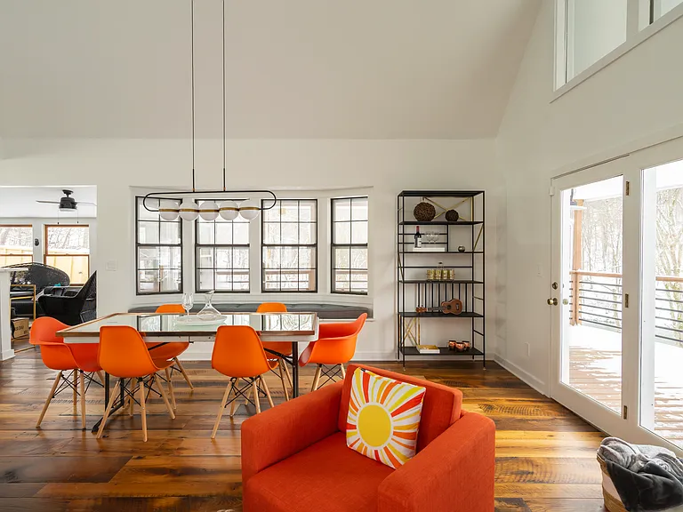 View towards dining area with window seat