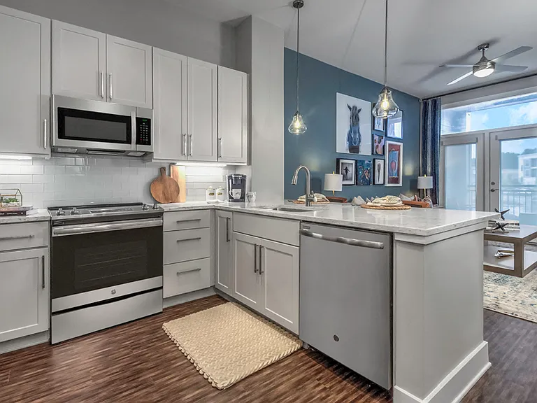 Stainless steel appliances and 42" soft-close cabinets