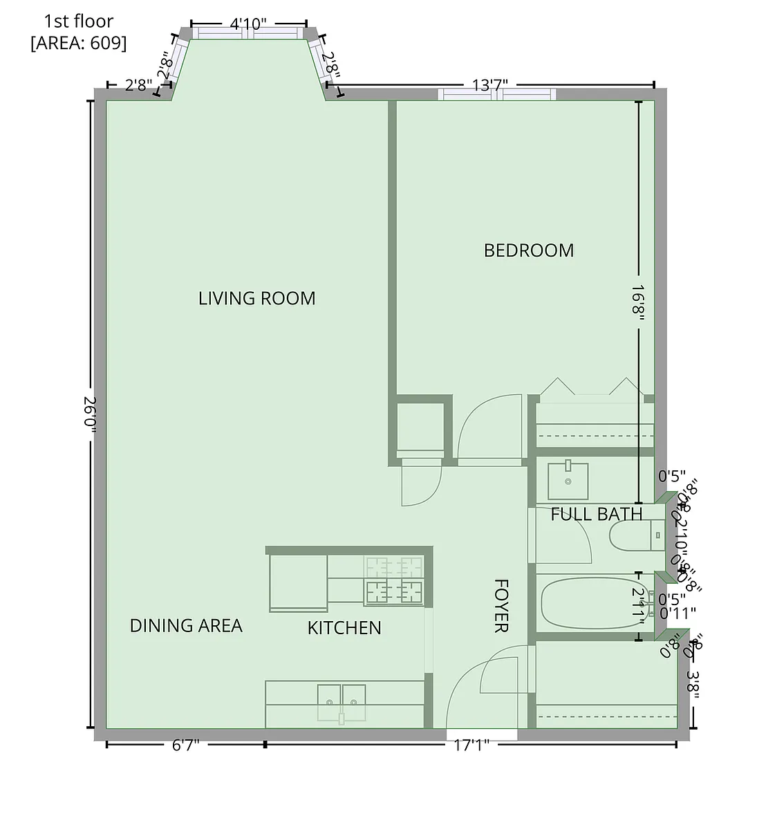 Floor plan 1 bedroom