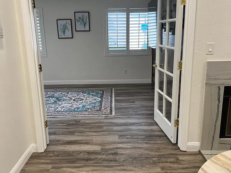 Versatile Flex Room_ideal as a home office, sunroom, guest retreat, or potential bedroom, featuring French doors and walk-in storage.