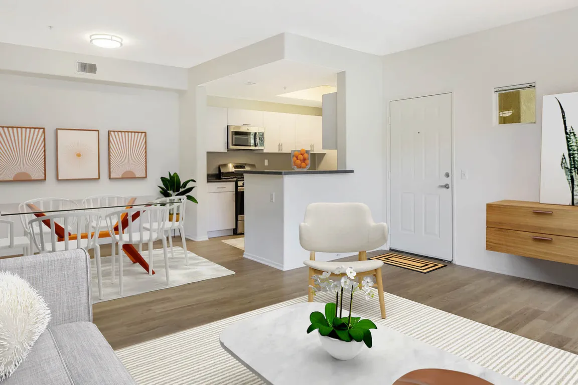 Kitchen and Dining Room with Hard Surface Flooring