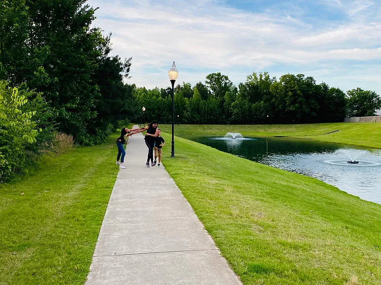 Community Pond - cement path goes around the entire path