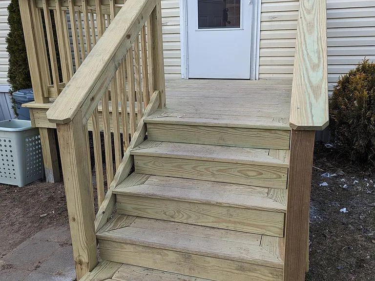 Front entrance with storm door