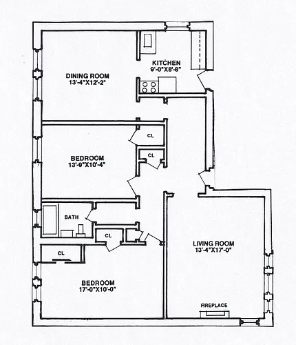 Floor plan 2 Bedroom - 1 Bathroom