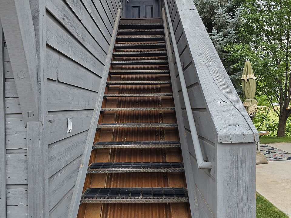 Steep stair access to unit